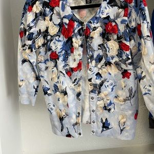 Large floral White House black market cardigan